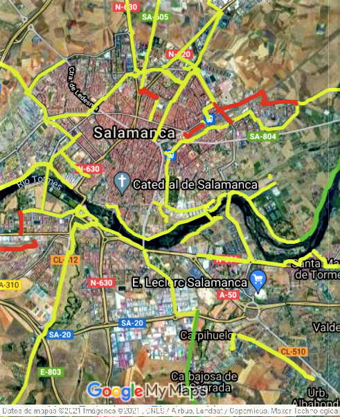 Carril bici Salamanca mapa
